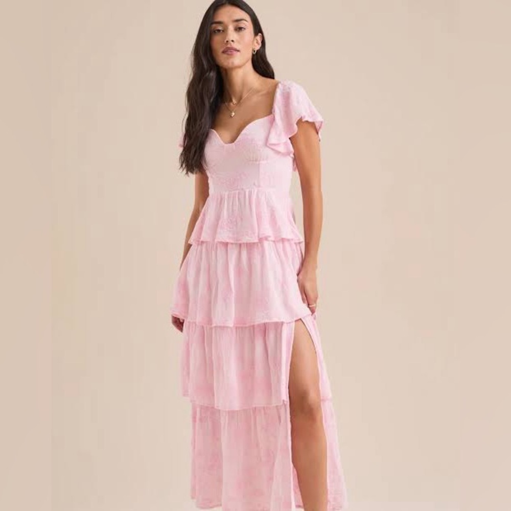 Altar’d State Pink Multi Layer Maxi Dress